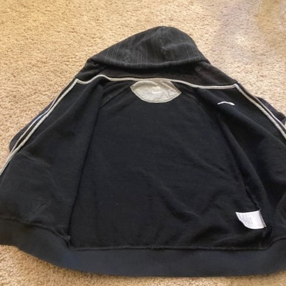 Nike Sweatshirt Full Zip Cozy Drawstring Hoodie Soft Terry Inside Black Grey - Picture 8 of 9